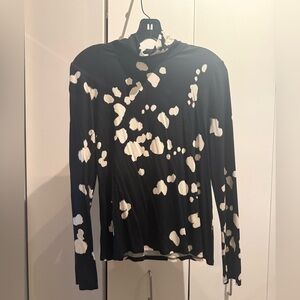 St. John Black and White Patterned Long Sleeve Top